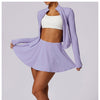 SwiftCourt Tennis Set – Lavender Long Sleeve Top & Pleated Skort for Women